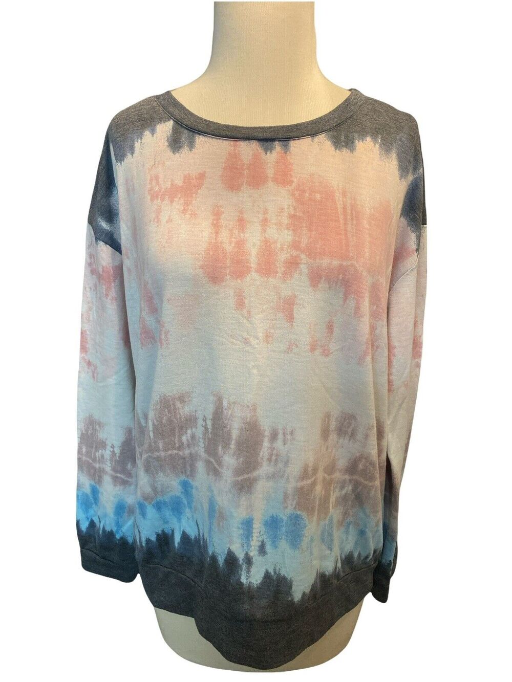 M Truself Tie Dye Crew Neck Shirt Soft Pink, Blue, Gray